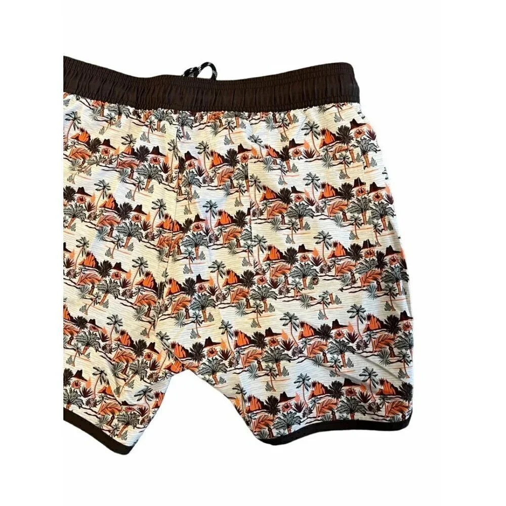 Rock & Roll Denim Men's Conversational Desert Hawaiian Swim Short Trunks Orange/